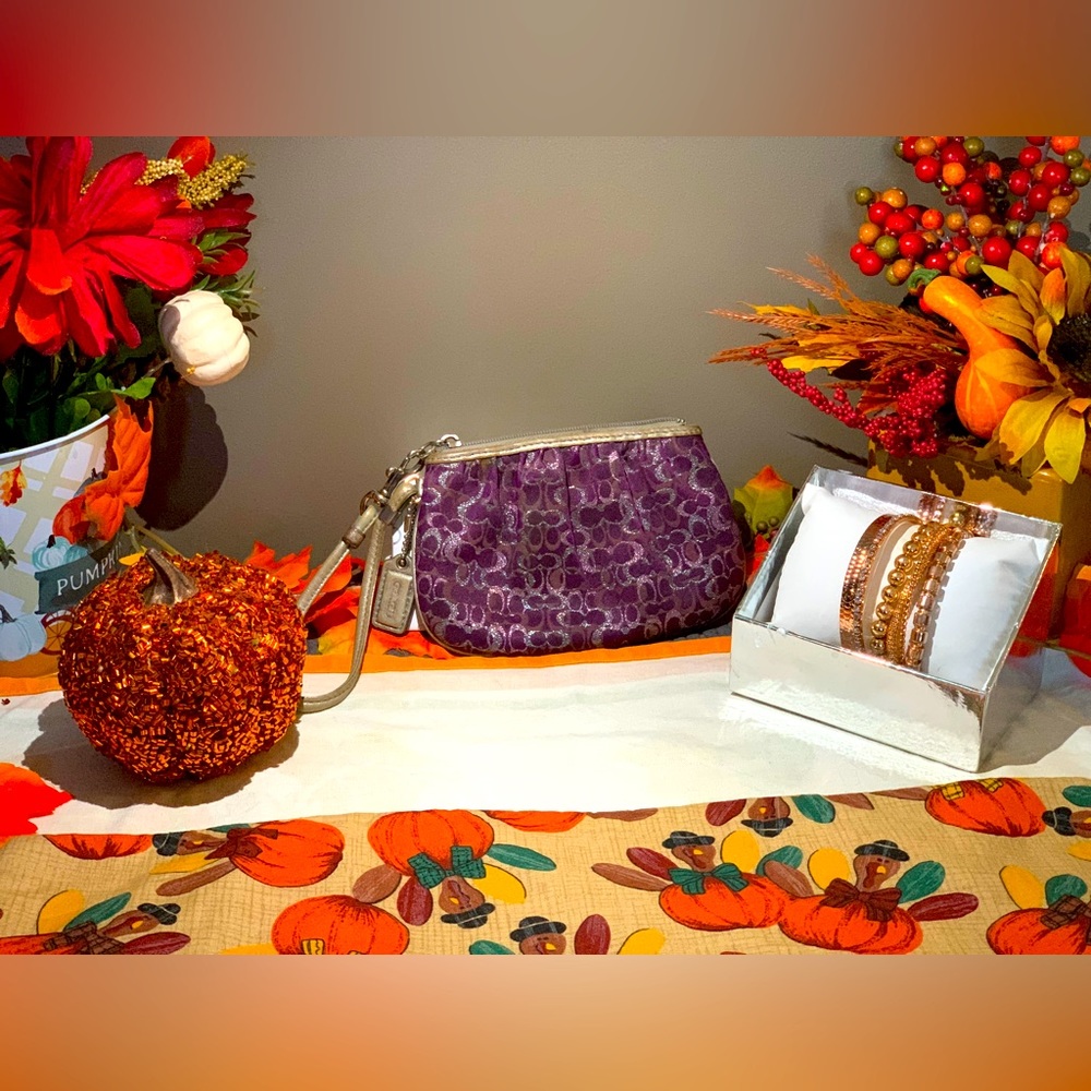 Purple coach clutch
